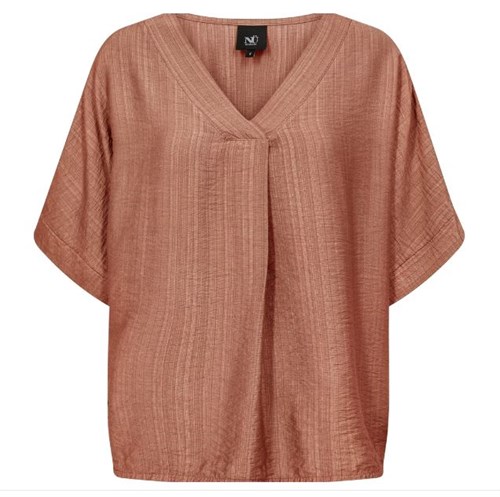 NÜ Cinda Bluse med Kort Ærme, V-hals, Marsala